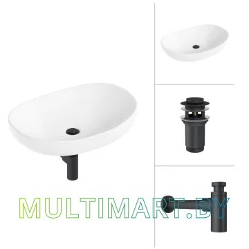 Умывальник Lauter 21502 (клапан 21190B + сифон 21635B, черный матовый)